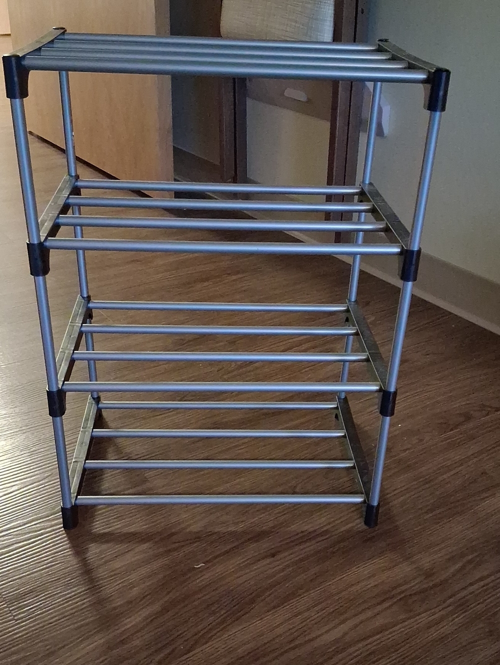 Metal 4-Tier Shoe Rack Organizer in Silver
